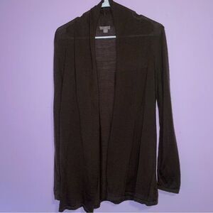 J Jill S 100% Merino Wool Cardigan Brown Open Front Sweater